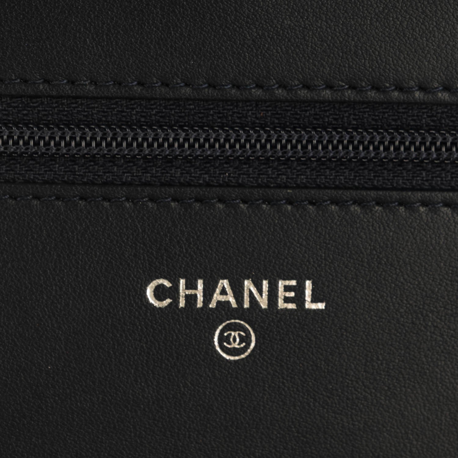 Chanel Calfskin Chevron Quilted Boy Wallet On Chain WOC Navy Blue 6 of 8