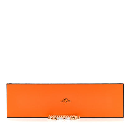 Hermes 18K Rose Gold Diamond PM Kelly Gourmette Bracelet ST 5 of 5