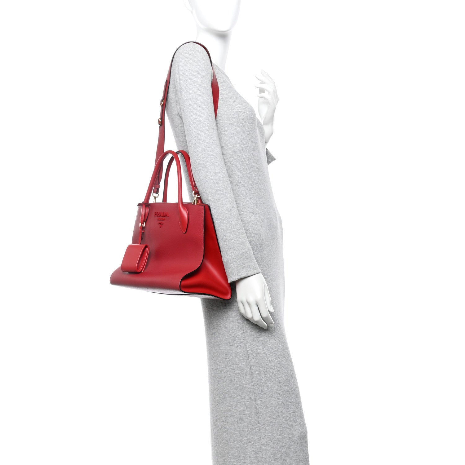 Prada Saffiano Cuir Calfskin Medium Monochrome Top Handle Tote