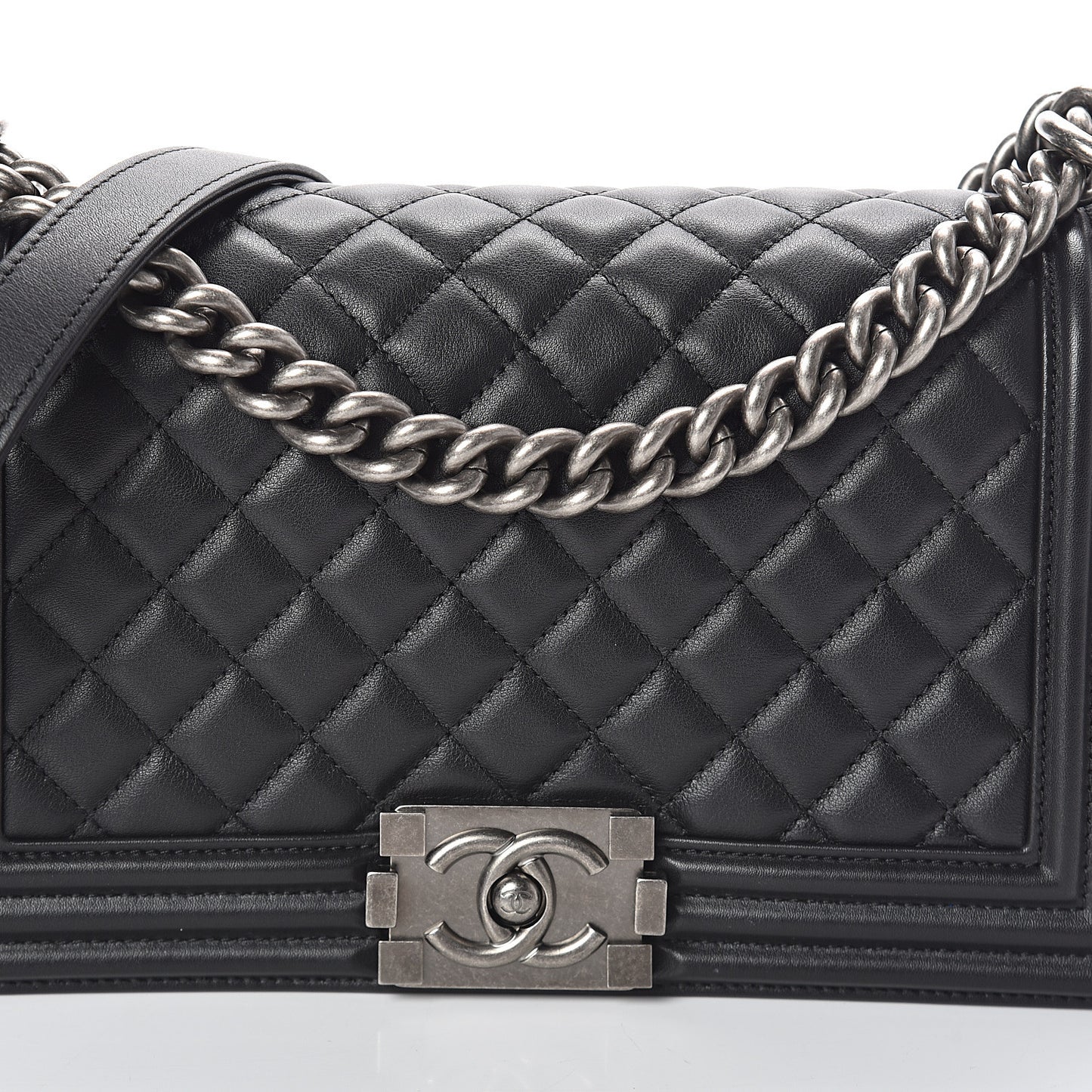 Calfskin Quilted Medium Boy Flap Black