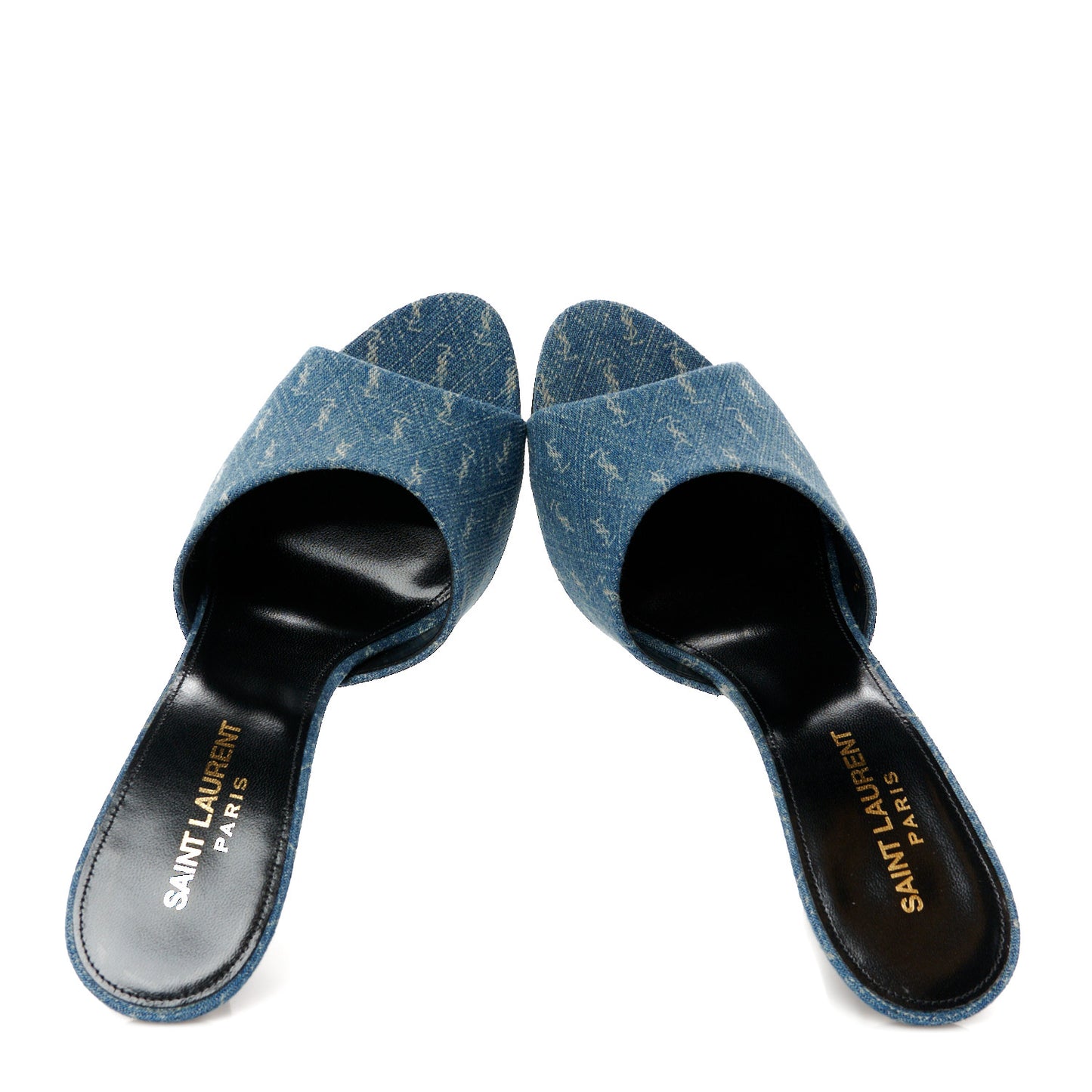 Denim Monogram La 16 Mule Sandals 38.5 Blue Jeans