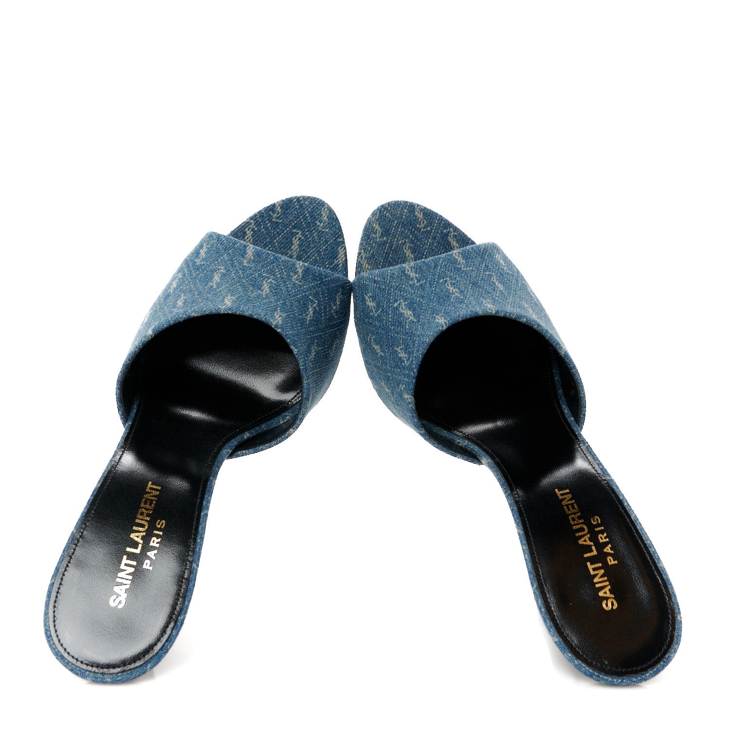 Saint Laurent Denim Monogram La 16 Mule Sandals 38.5 Blue Jeans 2 of 10