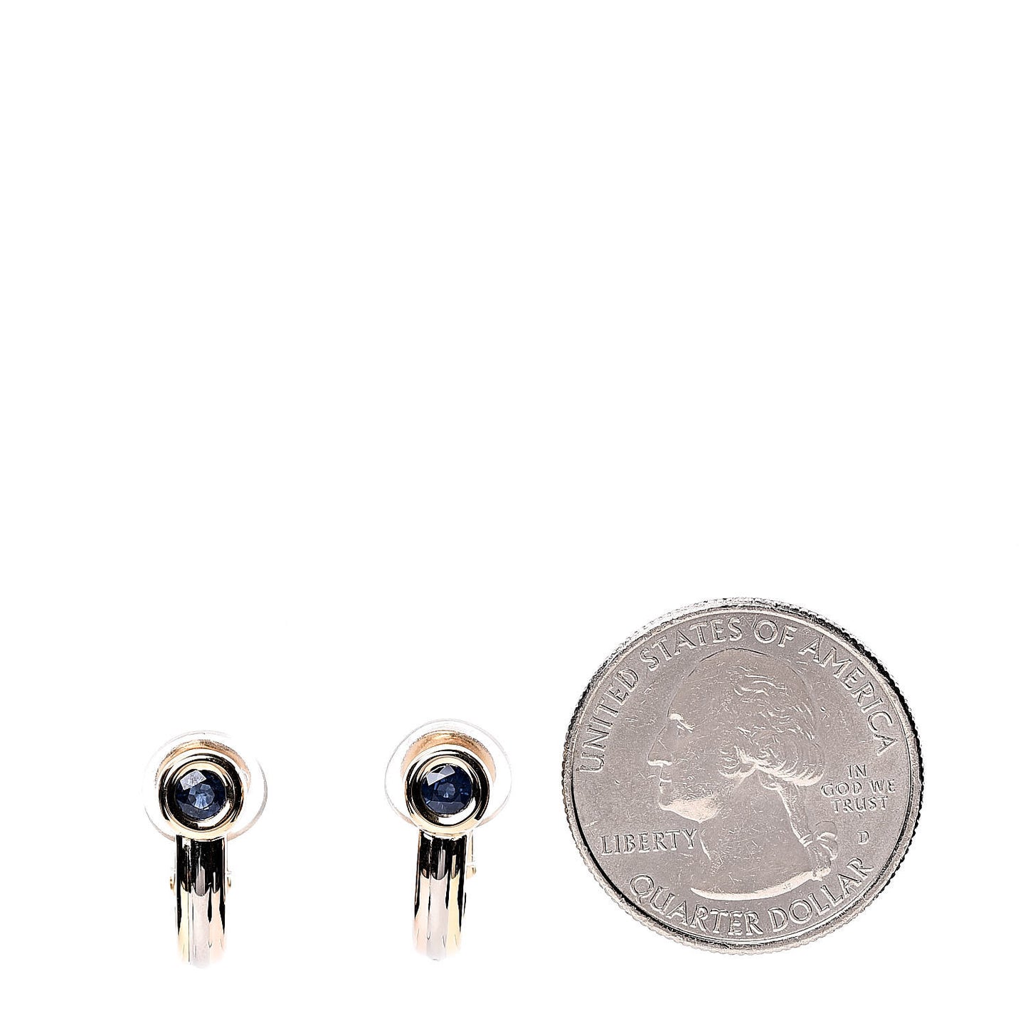 18K Yellow White Pink Gold Blue Sapphire C De Clip-On Earrings