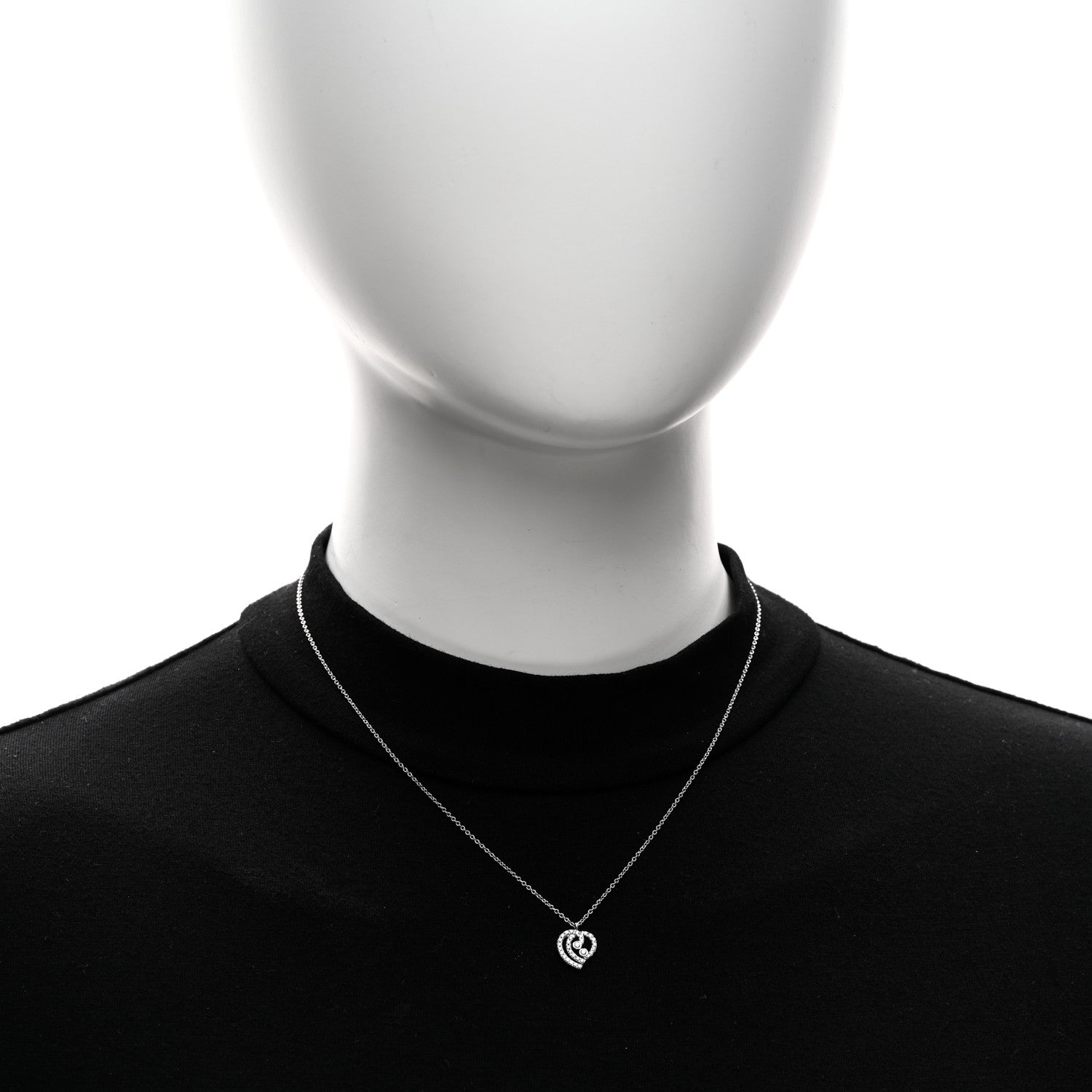 Tiffany Platinum Diamond Enchant Heart Pendant Necklace 2 of 4