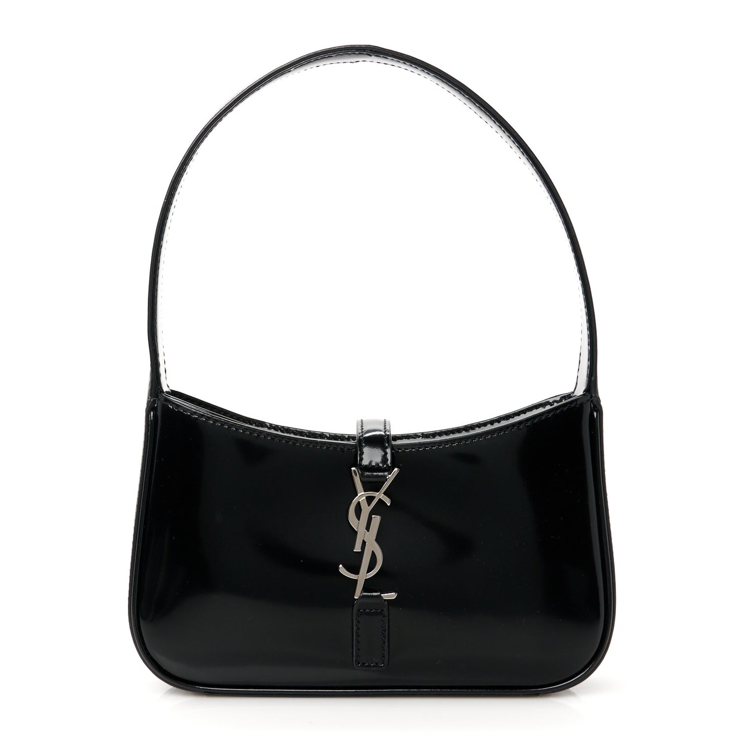 Patent Calfskin Le 5 A 7 Mini Hobo Black
