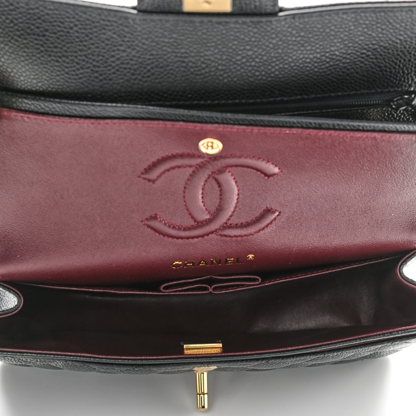 Caviar Quilted Small Double Flap Black