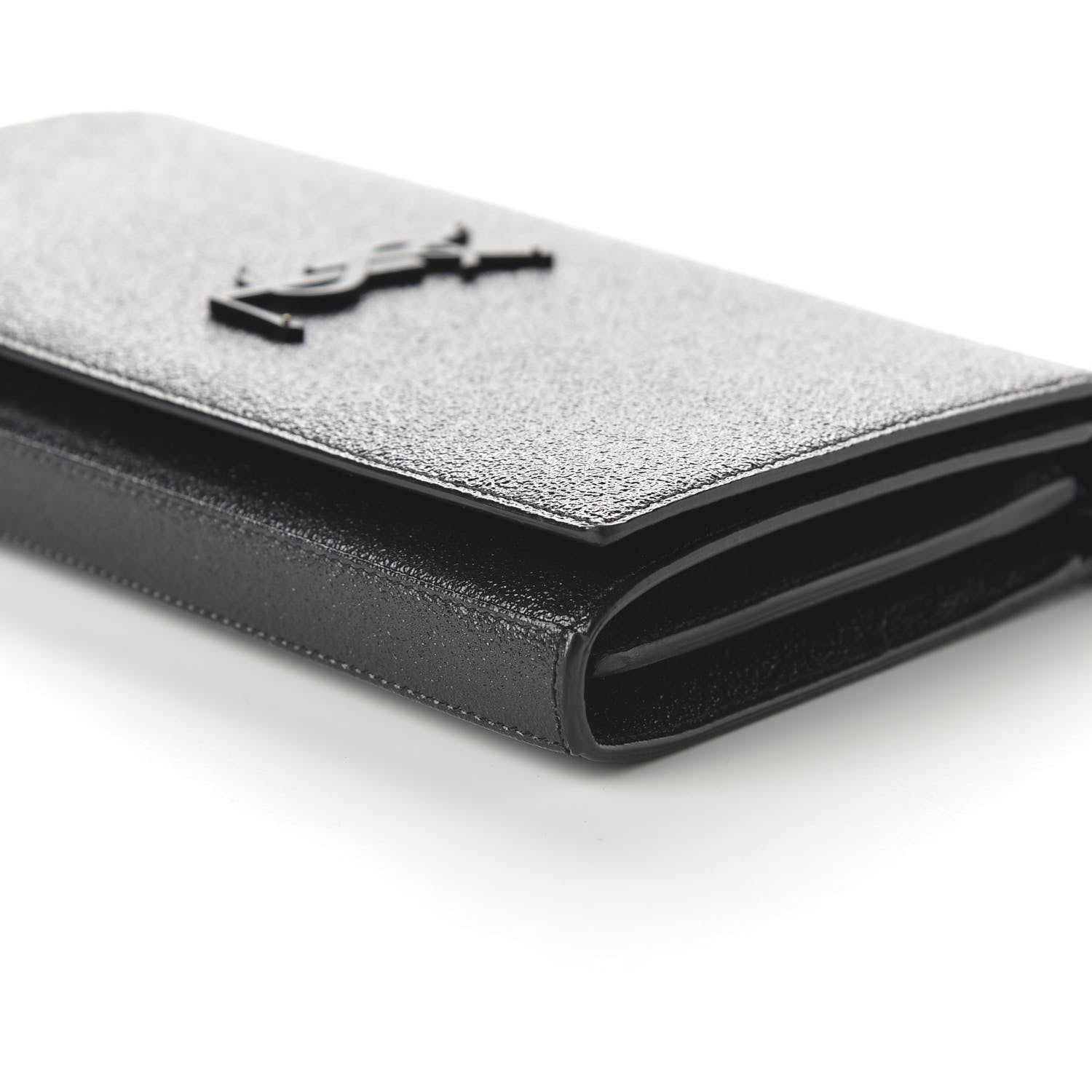 Saint Laurent Grained Metallic Calfskin Monogram Chain Wallet Black 7 of 10