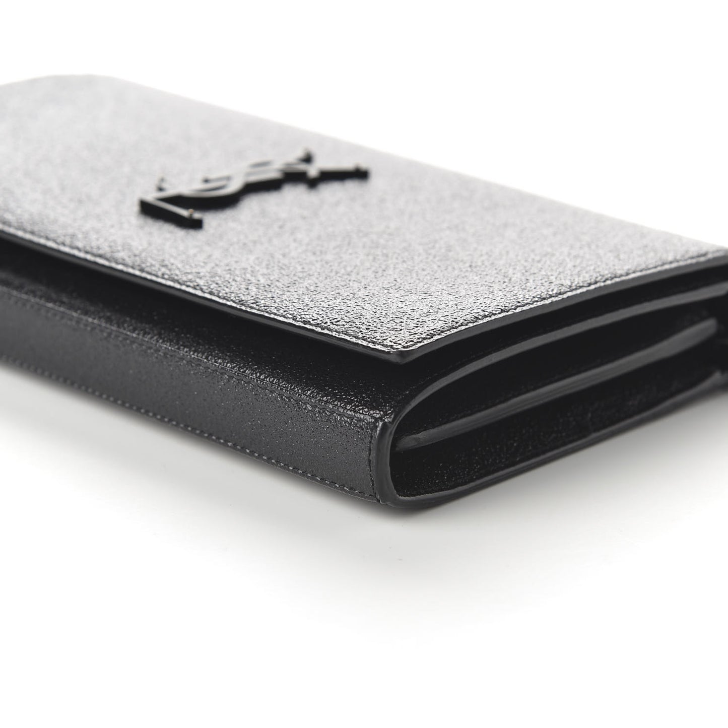 Grained Metallic Calfskin Monogram Chain Wallet Black