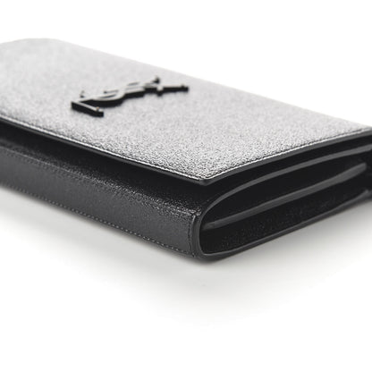 Saint Laurent Grained Metallic Calfskin Monogram Chain Wallet Black 7 of 9