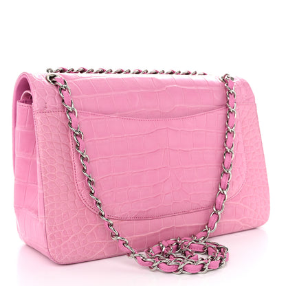 Chanel Alligator Jumbo Double Flap Pink 3 of 11