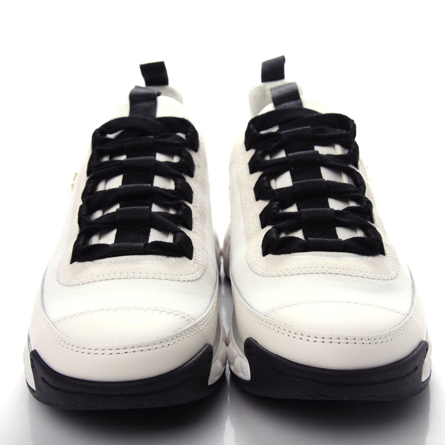 Velvet Calfskin Mixed Fibers CC Sneakers 37 Ivory Black