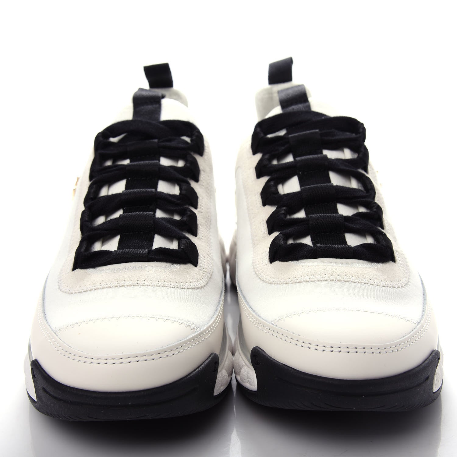 Chanel Velvet Calfskin Mixed Fibers CC Sneakers 37 Ivory Black 5 of 11