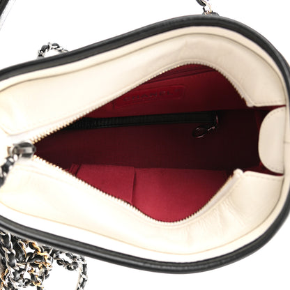 Chanel Aged Calfskin Chevron Quilted Small Gabrielle Hobo Black White 4 of 10