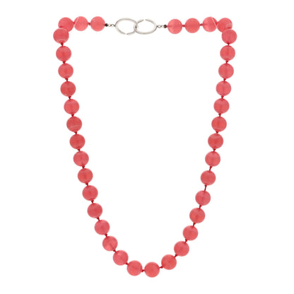 Tiffany Sterling Silver Rhodochrosite 10mm Paloma Picasso Bead Necklace 3 of 5