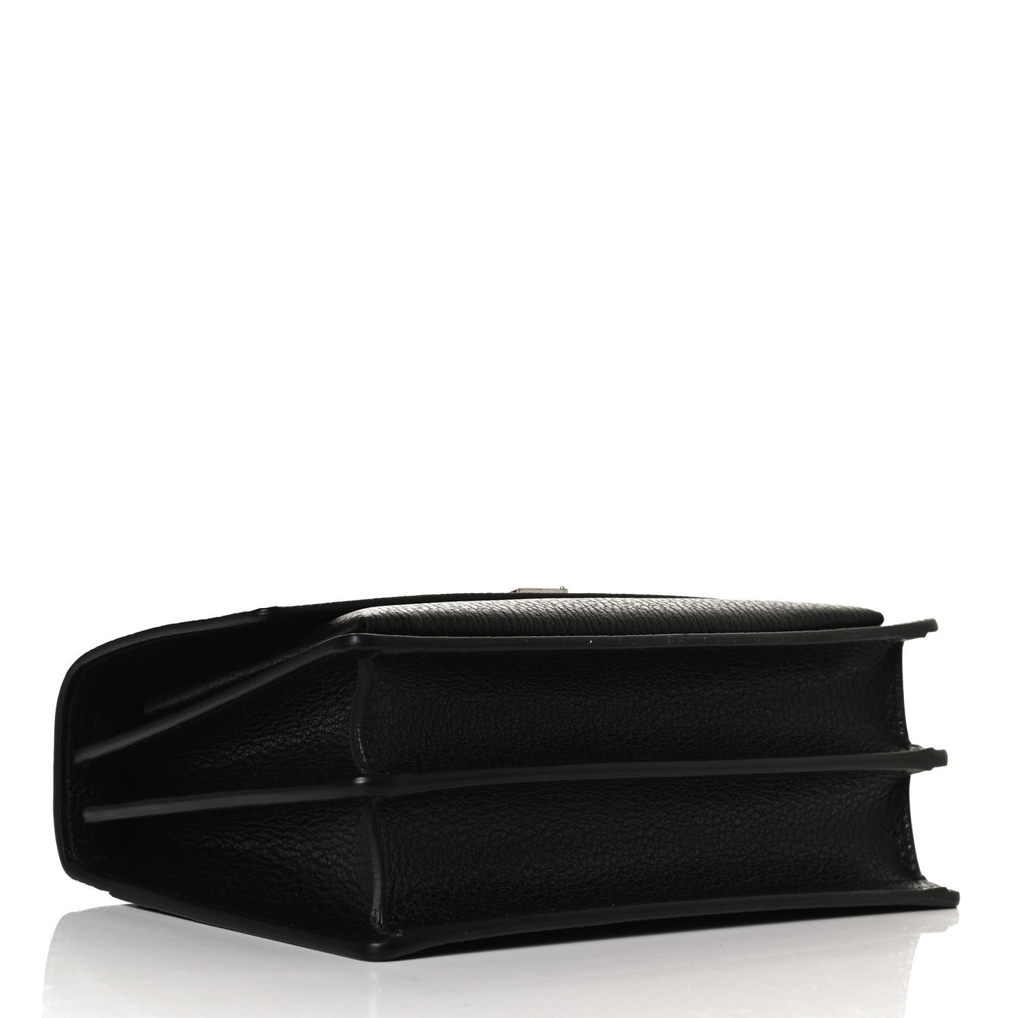 Grained Calfskin Medium Monogram Sunset Satchel Black