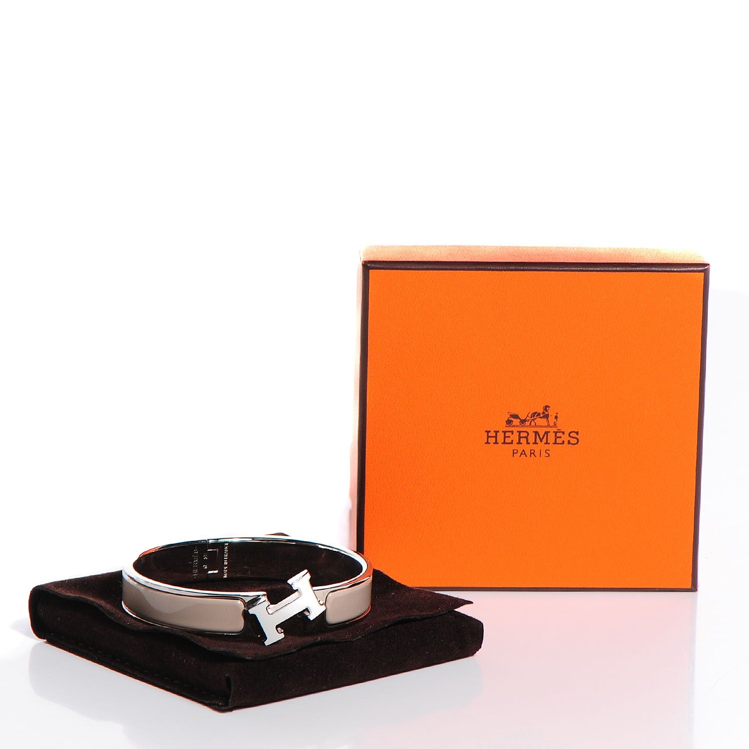 Hermes Enamel Narrow Clic Clac H Bracelet PM Etoupe 6 of 6