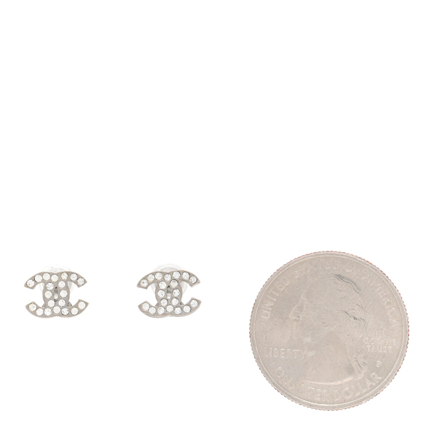 Chanel Crystal Mini Timeless CC Earrings Silver 2 of 6