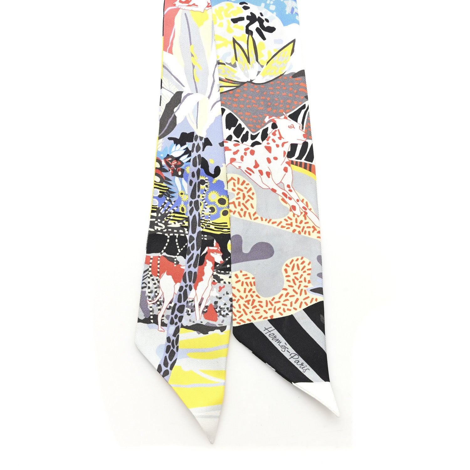 Hermes Silk En Liberte Twilly Ebene Jaune Bleu 2 of 3