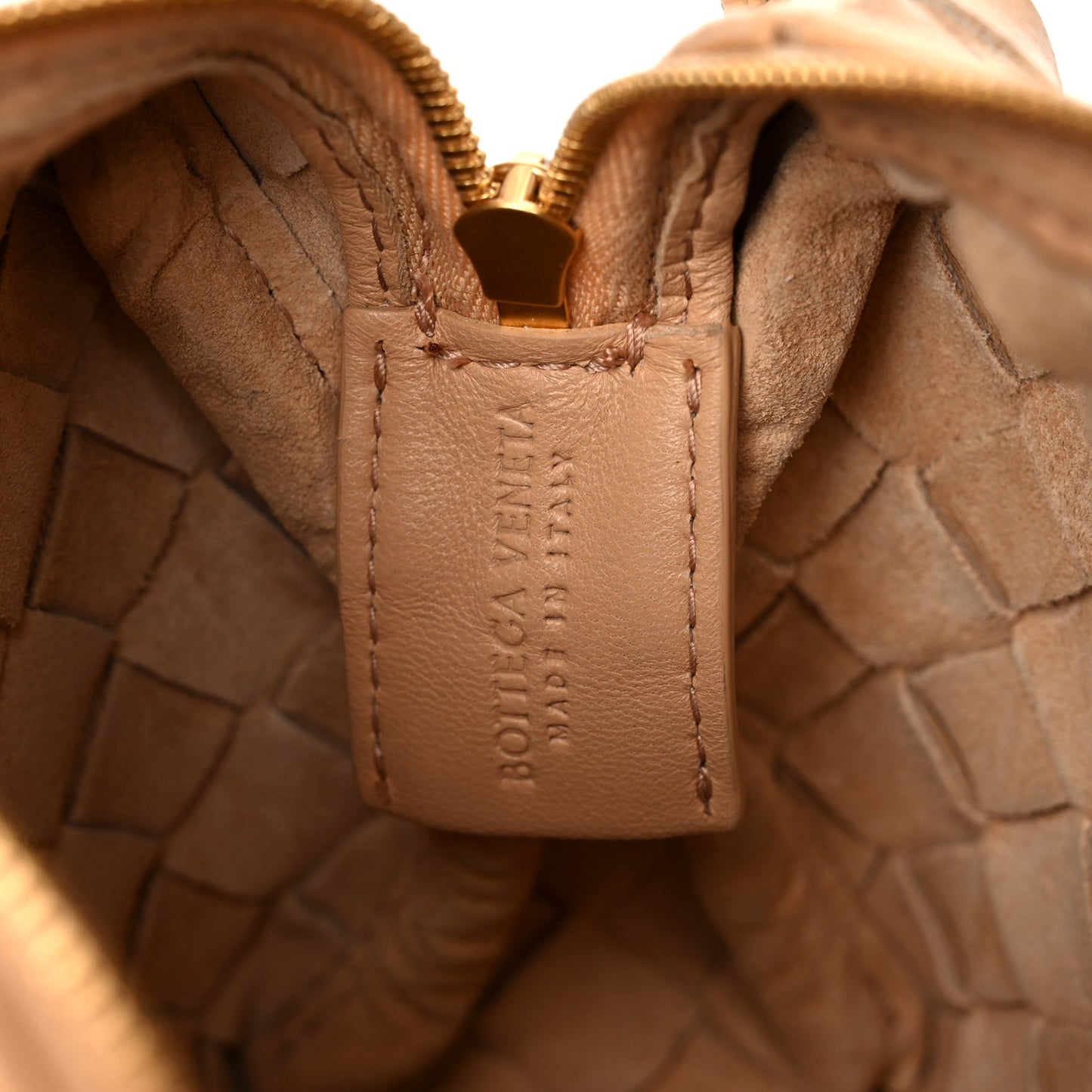 Nappa Intrecciato Mini Loop Camera Bag Almond