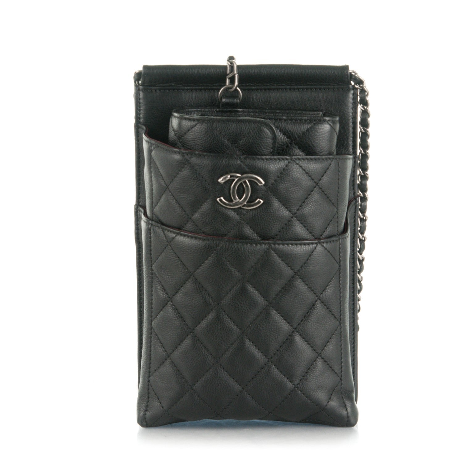 Chanel Calfskin Quilted CC Waiter Clutch Clutch With Chain Black 1 of 14