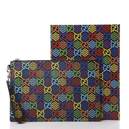 Gucci GG Supreme Monogram Psychedelic Zip Wristlet Pouch Black Multicolor 7 of 7
