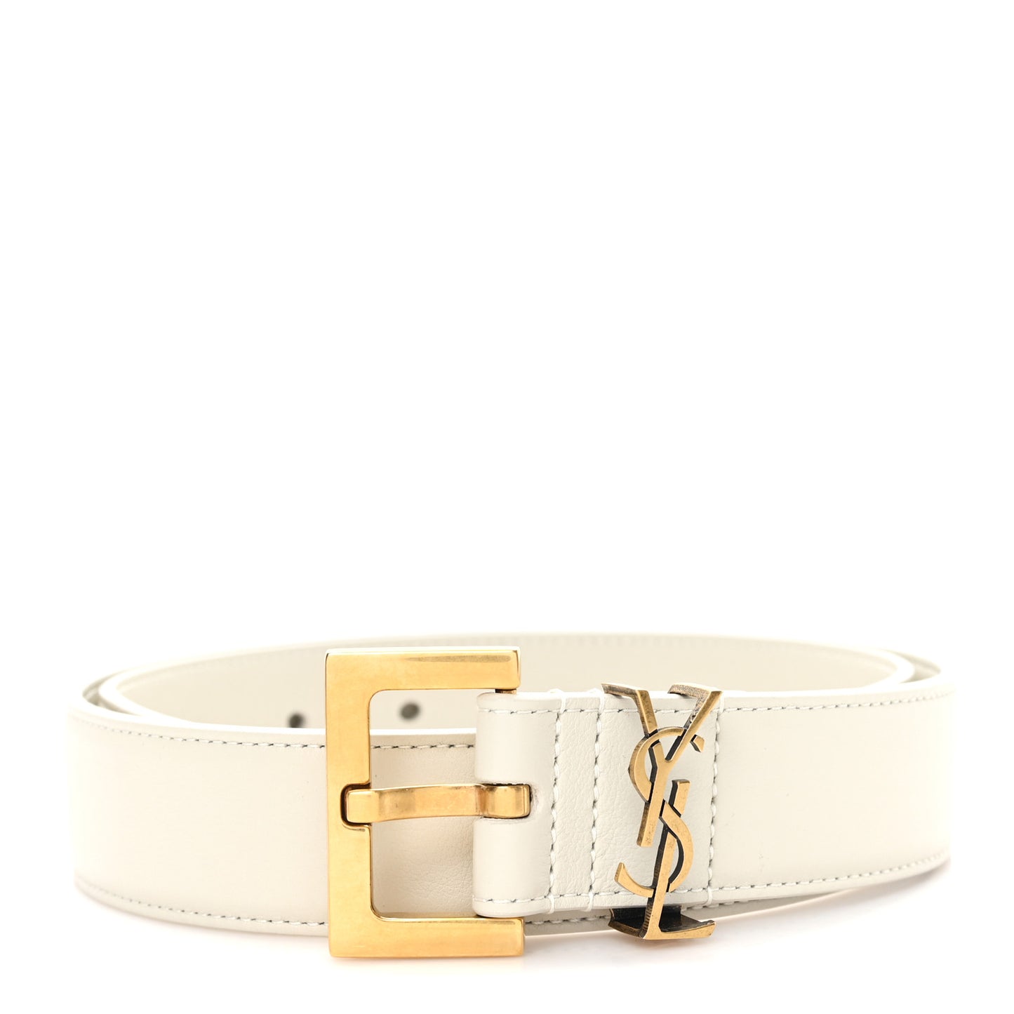 Smooth Calfskin Monogram Square Buckle Belt 75 30 Crema Soft