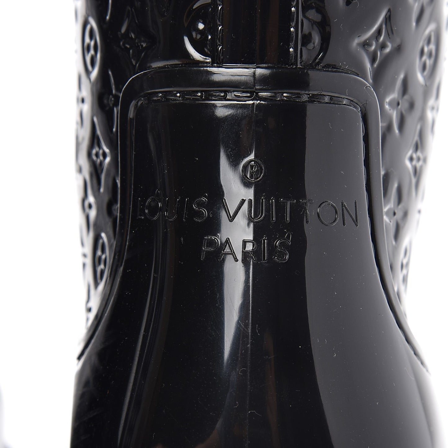 Rubber Embossed Monogram Splash Rain Boots 37 Black