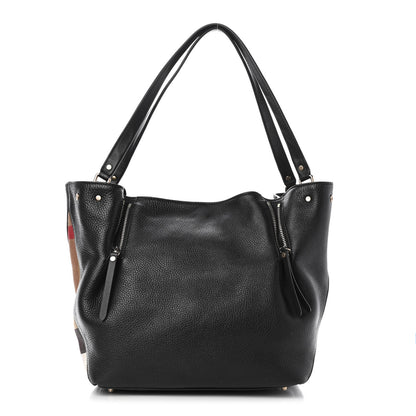 Burberry Grainy Calfskin House Check Medium Maidstone Black 1 of 4