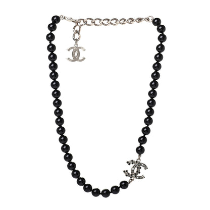Chanel Bead Crystal CC Short Necklace Black 2 of 4