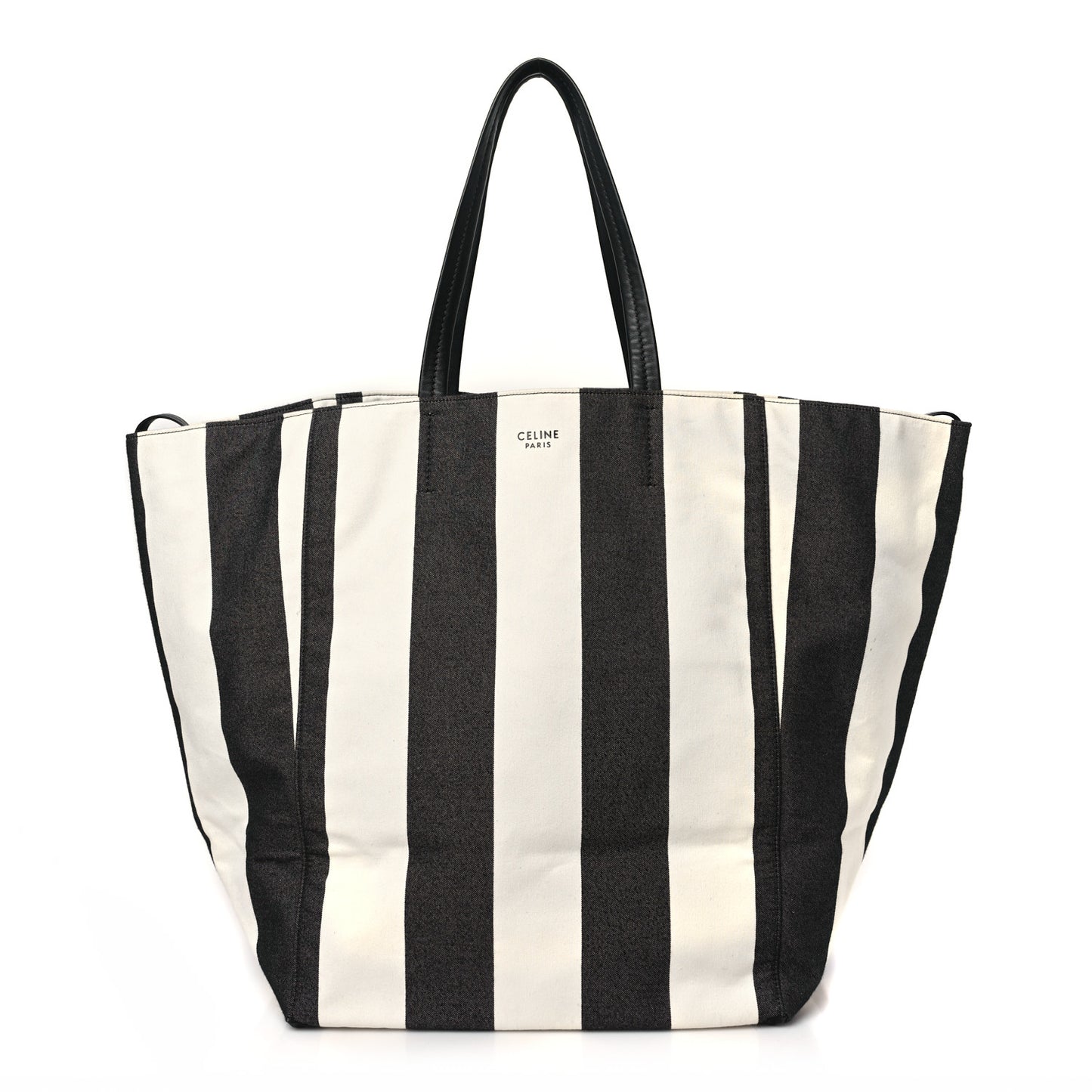 Canvas Striped Large Phantom Cabas Black White