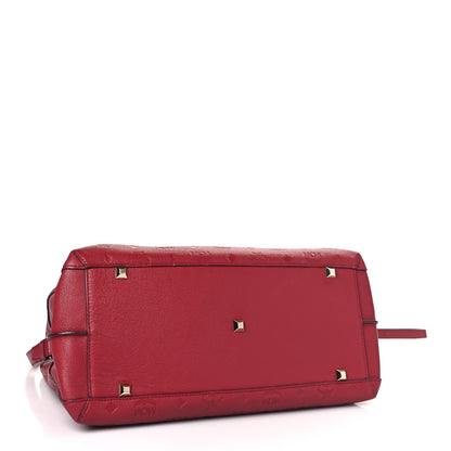 MCM Calfskin Ottomar Monogram Large Essential Tote Red 4 of 10
