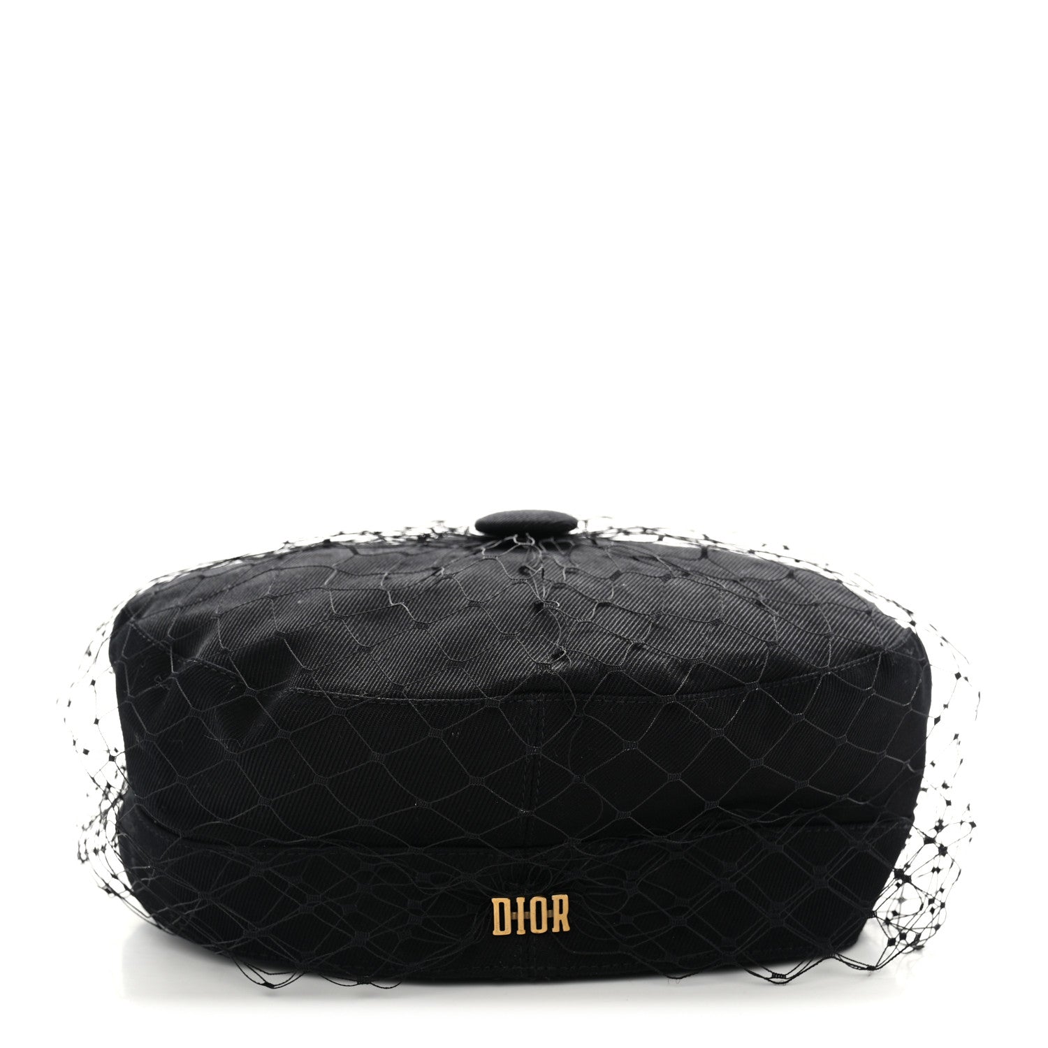 Christian Dior Cotton Canvas Arty Beret Cap with Veil 57 Black 5 of 8