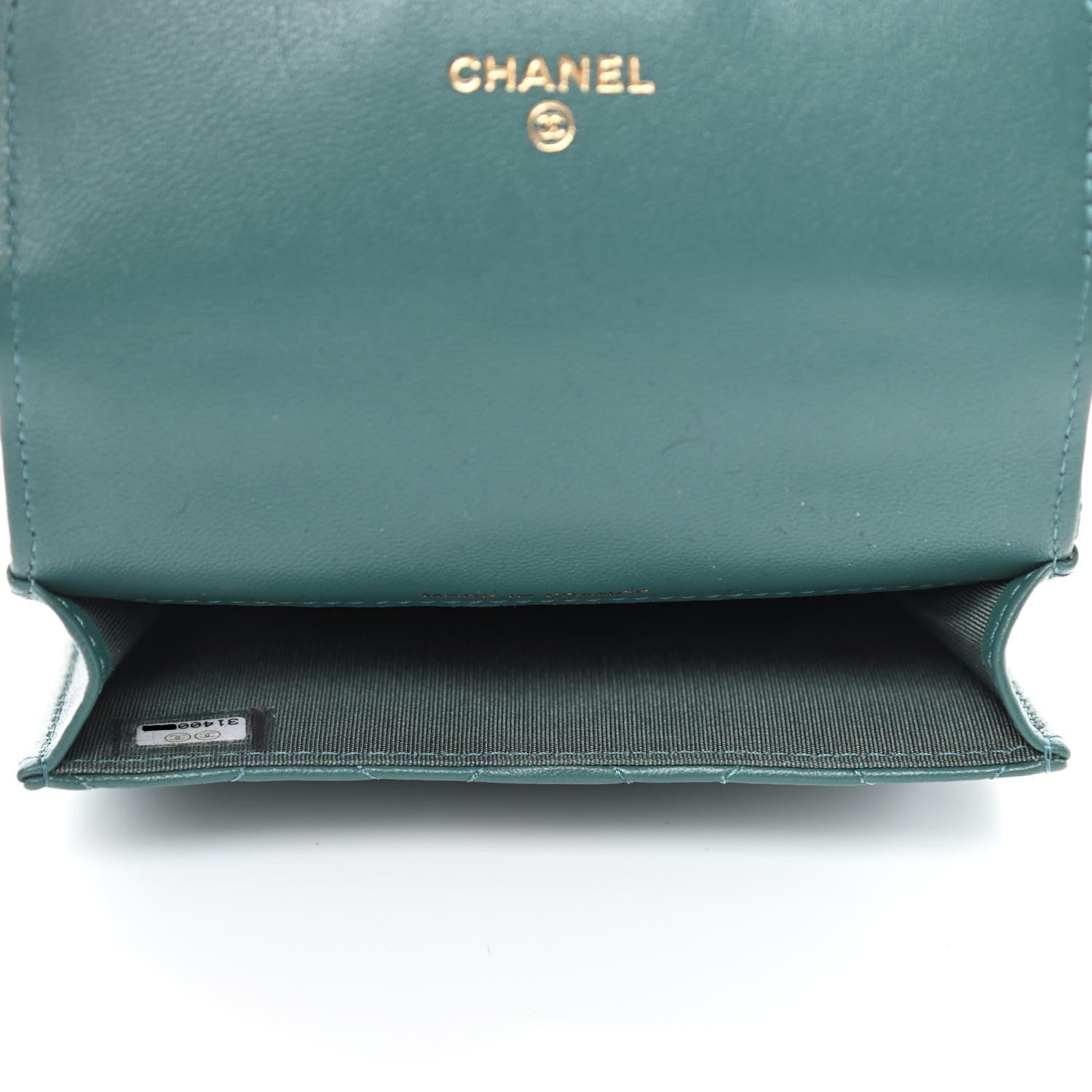 Chanel Lambskin Quilted Top Handle Flap Coin Purse With Chain Green 4 of 4
