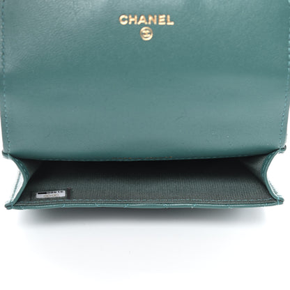 Chanel Lambskin Quilted Top Handle Flap Coin Purse With Chain Green 4 of 4