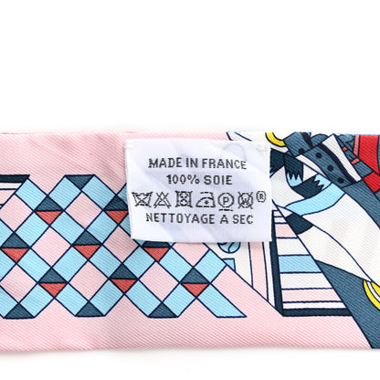Hermes Silk De l'Ombrelle Aux Duels Twilly Bleu Moyen Rose Pale 3 of 5