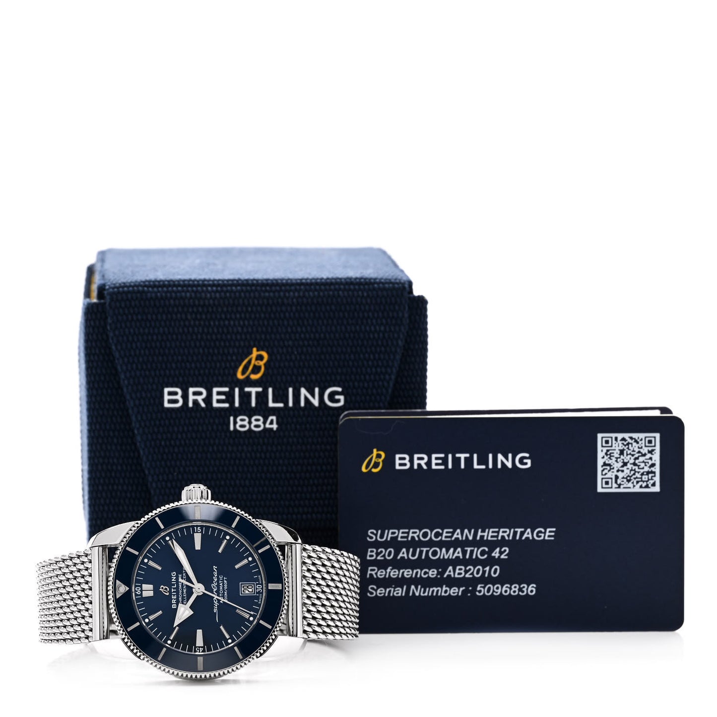 Stainless Steel 42mm Superocean Heritage II B20 Automatic Watch Blue AB2010161C1A1