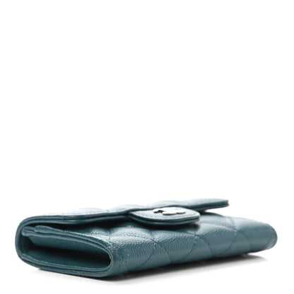Chanel Caviar Quilted Flap Card Holder Dark Turquoise 4 of 8
