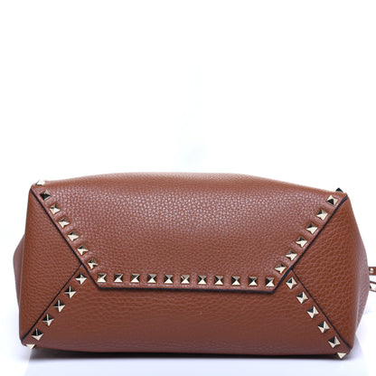 Valentino Garavani Pebbled Calfskin Rockstud Bucket Bag Saddle Brown 10 of 11