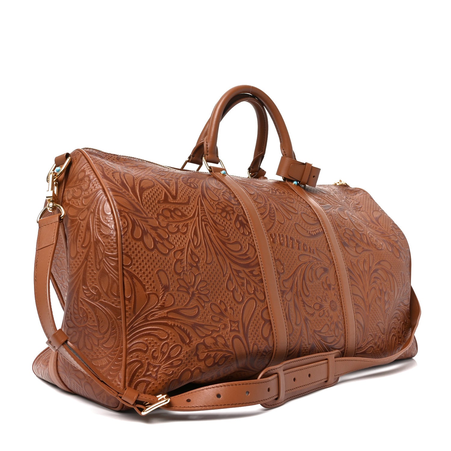 Louis Vuitton Supple Calfskin Embossed Virginia Cowboy Bandouliere 50 Brown 2 of 8