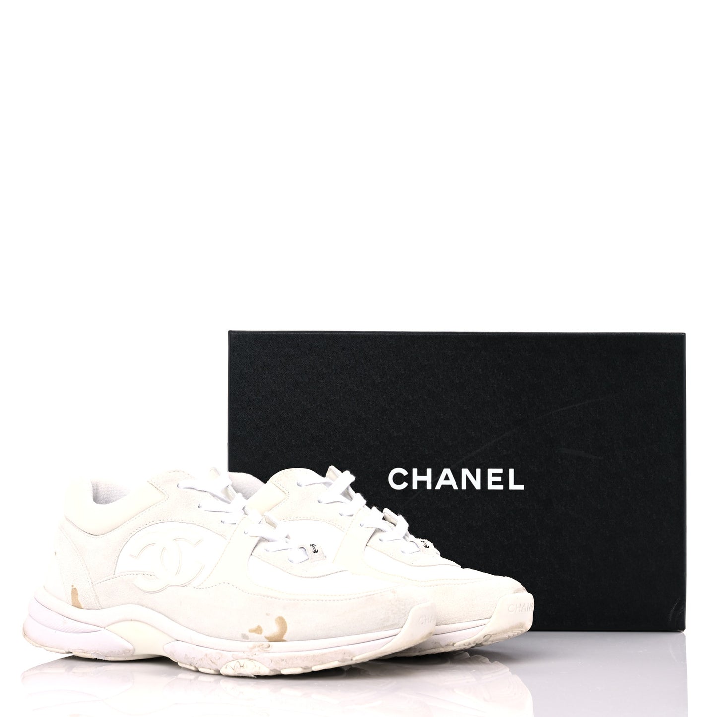 Suede Calfskin Fabric CC Sneakers 39.5 White