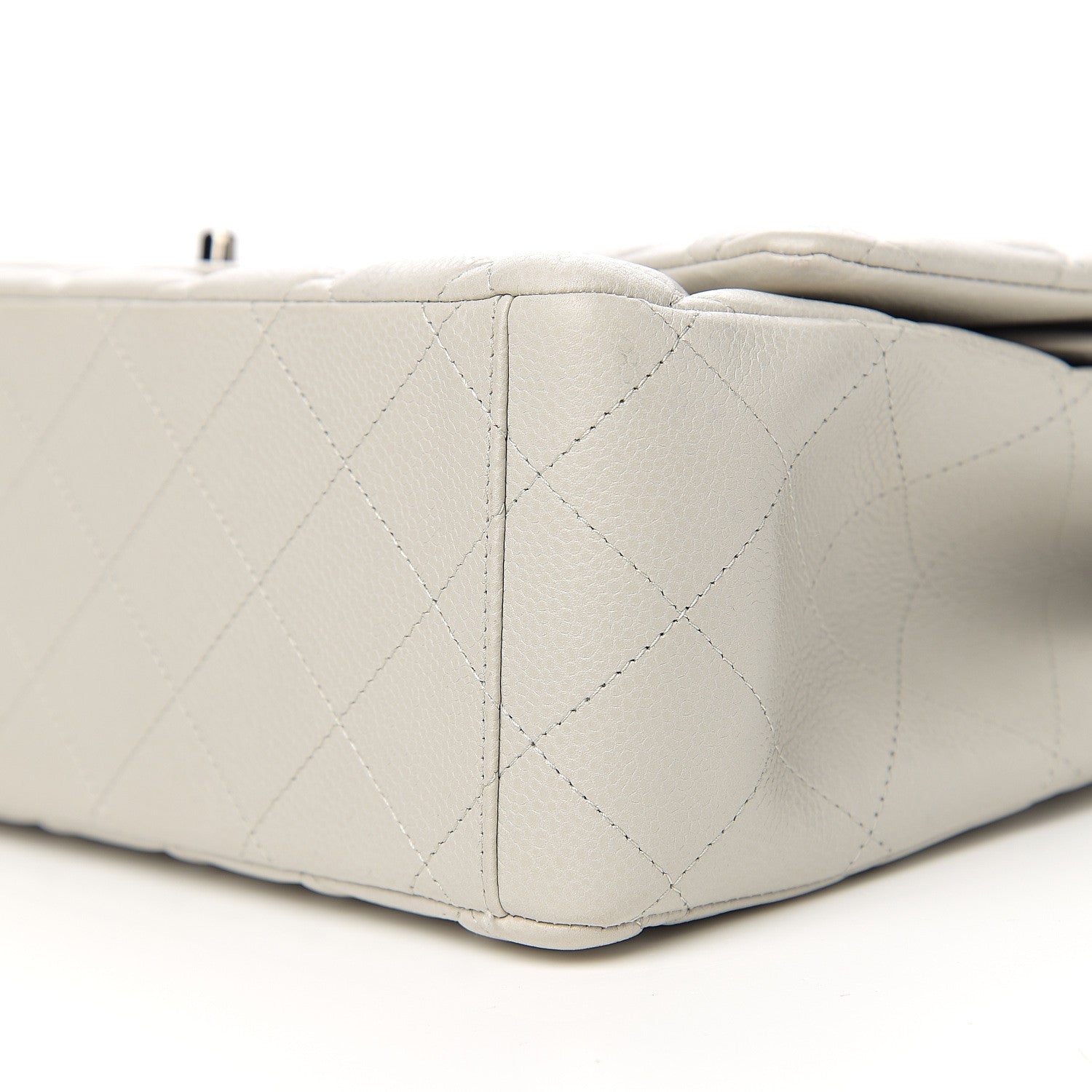 Chanel Calfskin Quilted Maxi Double Flap Light Grey 11 of 13