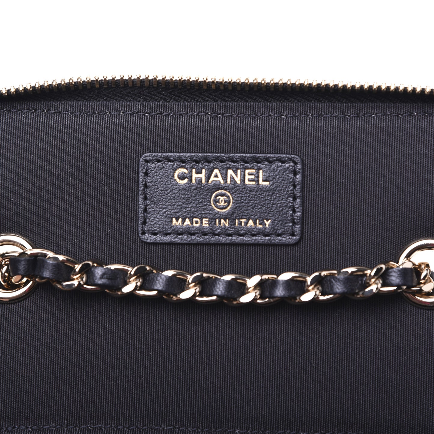 Raffia Jute Striped Small Vanity Case With Chain Black Beige