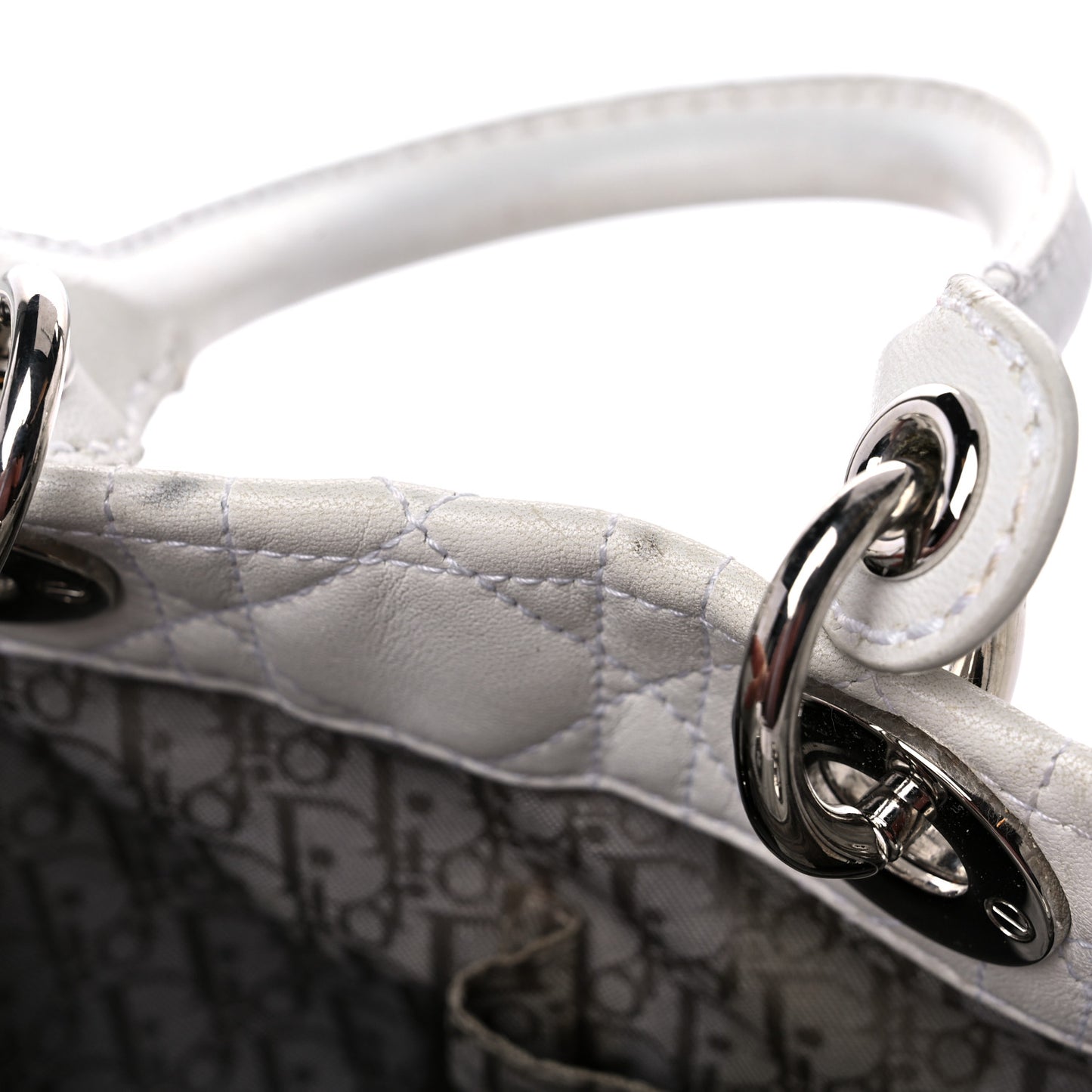Lambskin Cannage Small Soft Lady Dior White