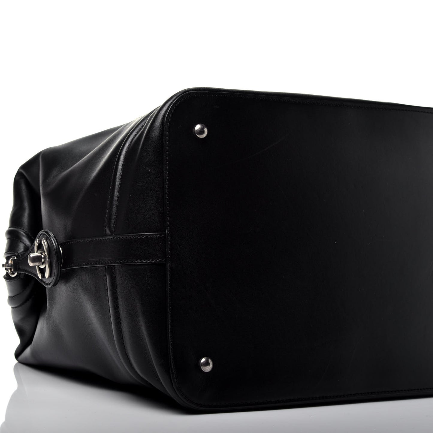 Smooth Calfskin Country Ride Bowler Tote Black