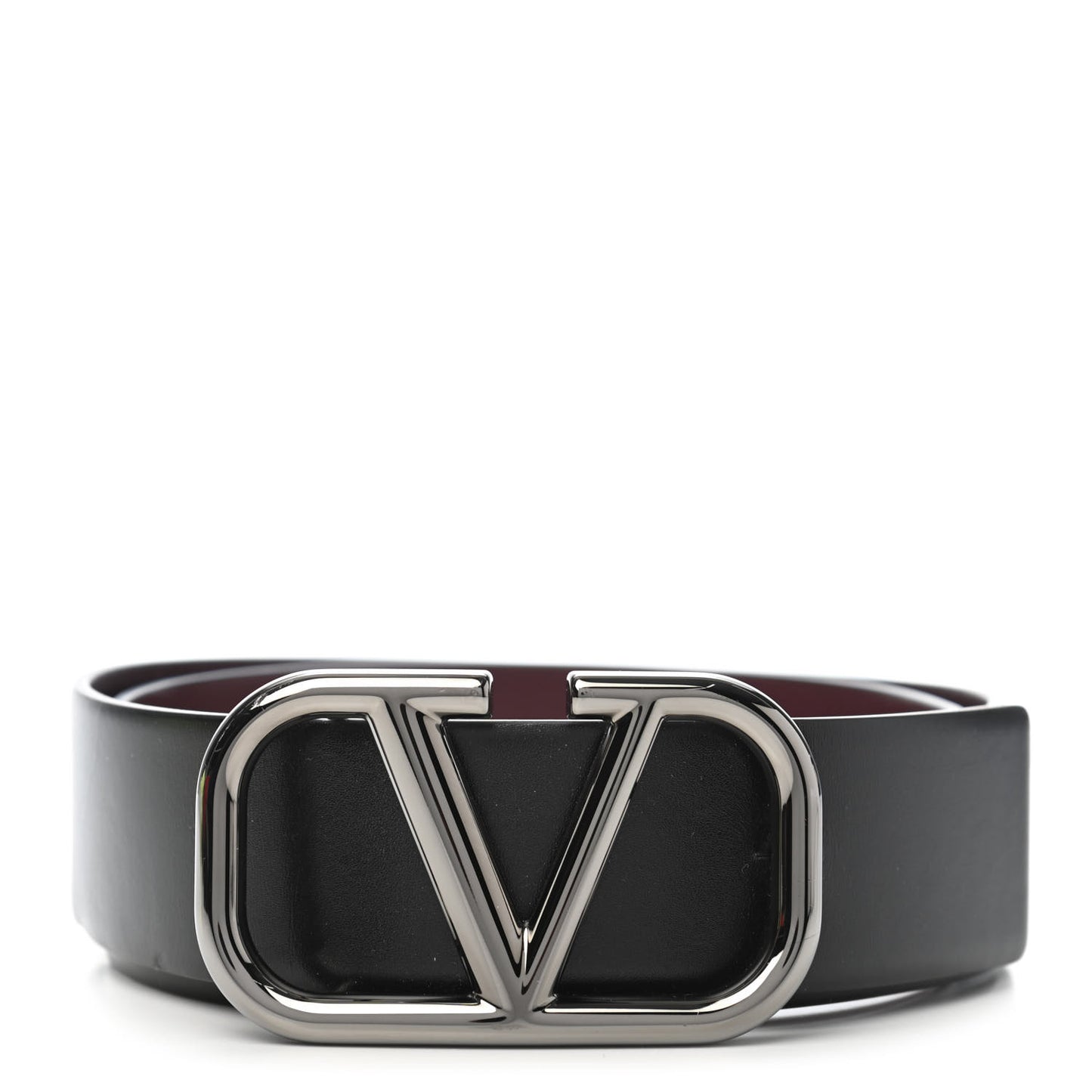 Glossy Calfskin VLogo Reversible 40mm Belt 80 32 Black Rubin
