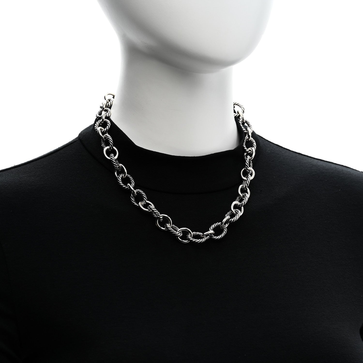 David Yurman Sterling Silver 12mm Large Oval Link Necklace 2 of 5