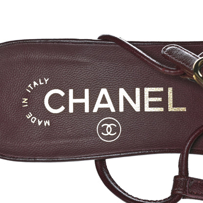 Chanel Lambskin Satin Slingback Cap Toe Bow Pumps 37 Burgundy Black 8 of 10