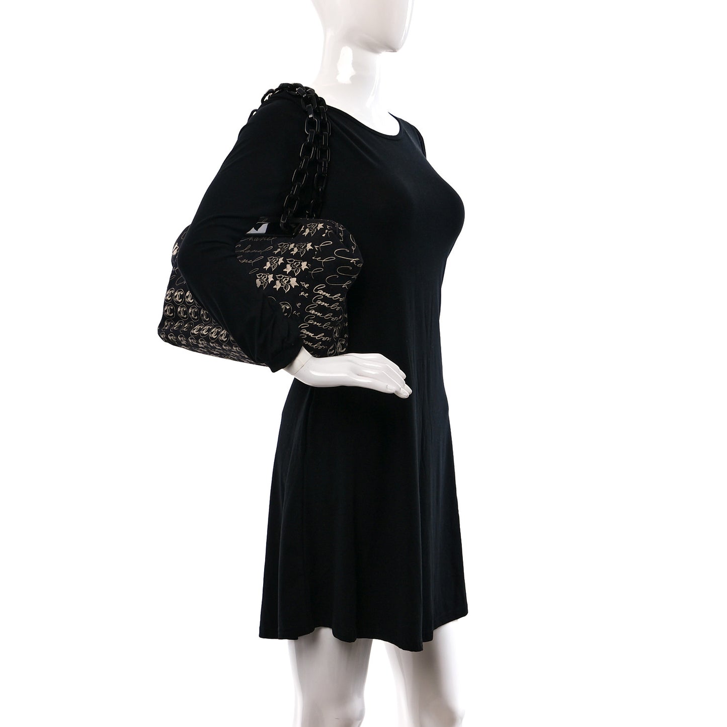 Canvas Camellia Flower Tote Black