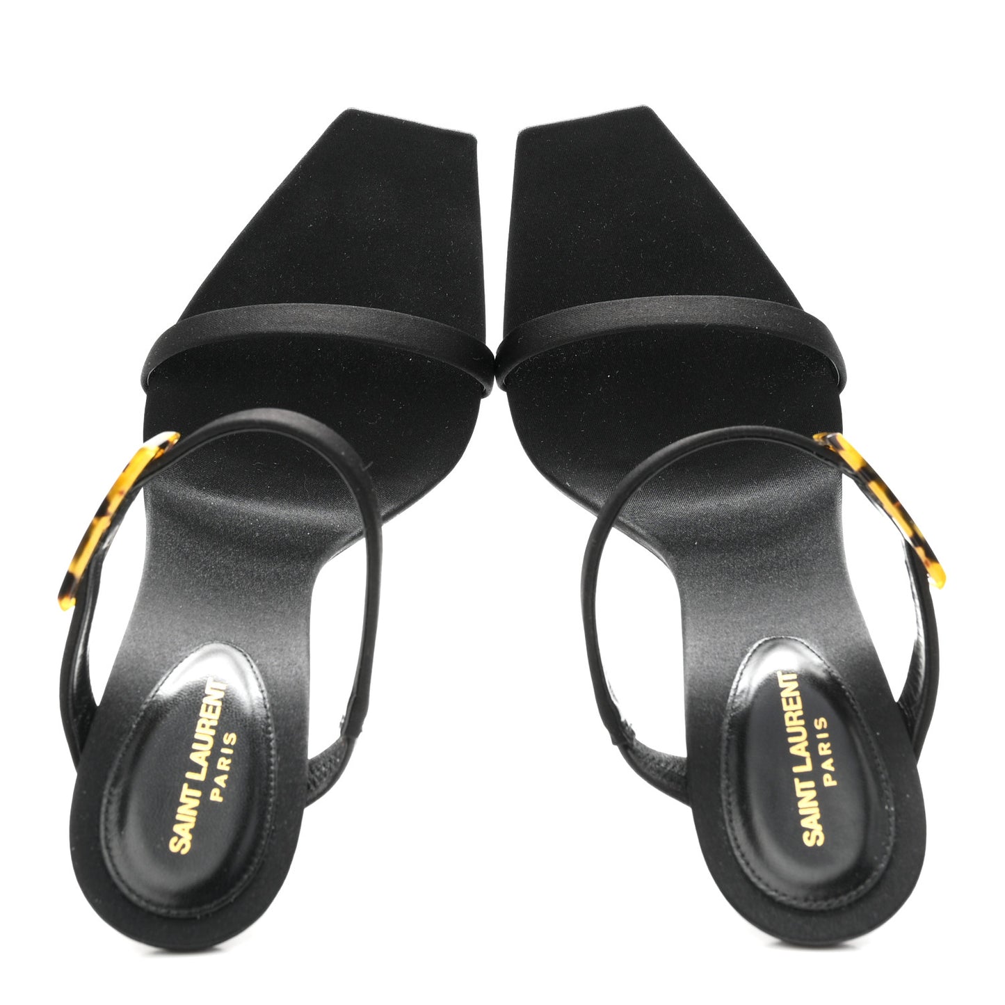 Satin Oud Buckle Sandals 39 Black