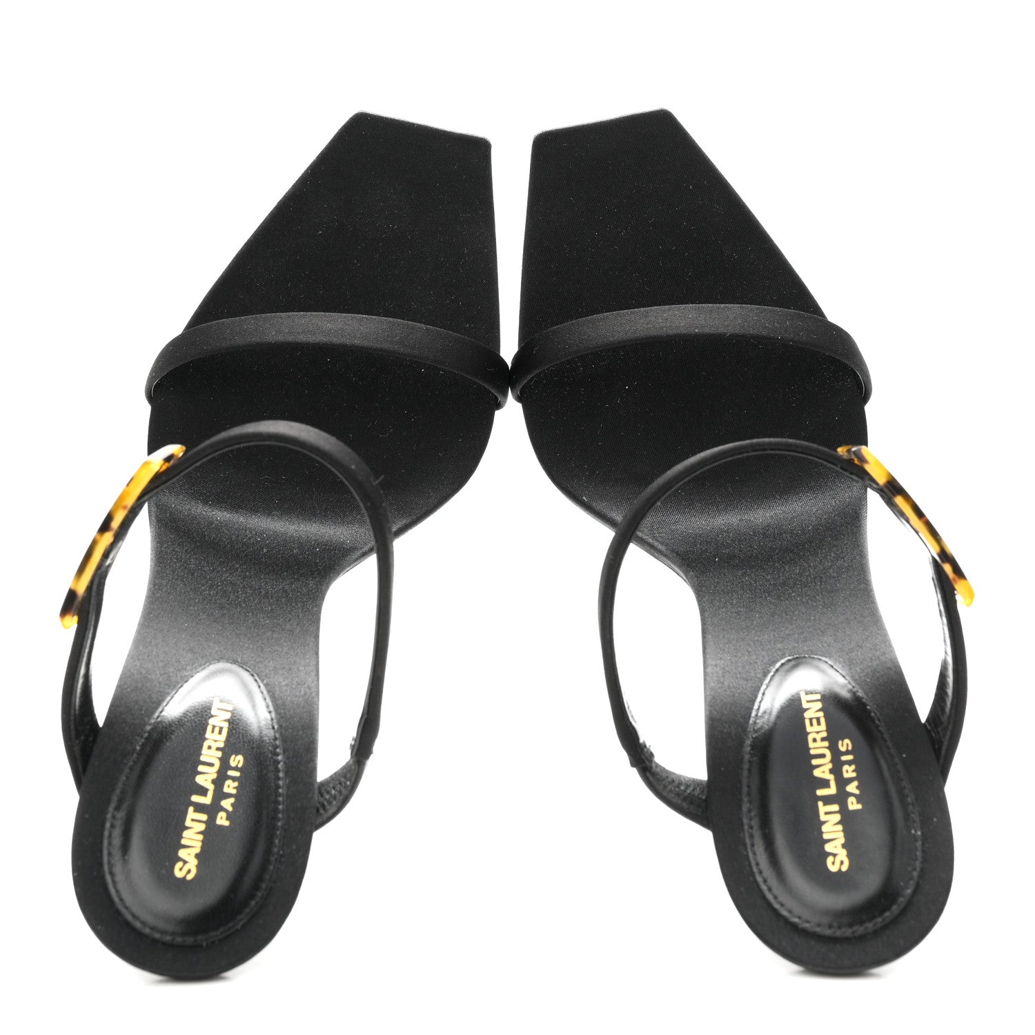 Saint Laurent Satin Oud Buckle Sandals 39 Black 2 of 10